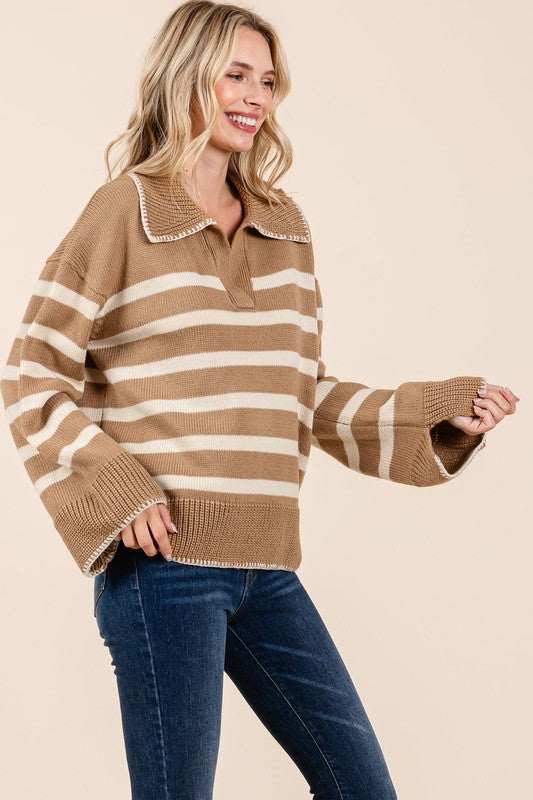 STRIPE PATTERN KNIT SWEATER