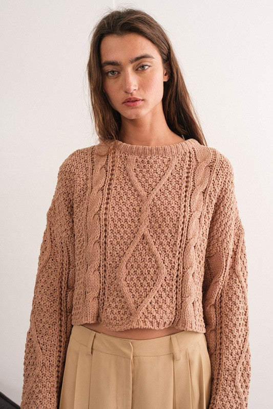 CORA LOOSE FIT CABLE KNIT SWEATER