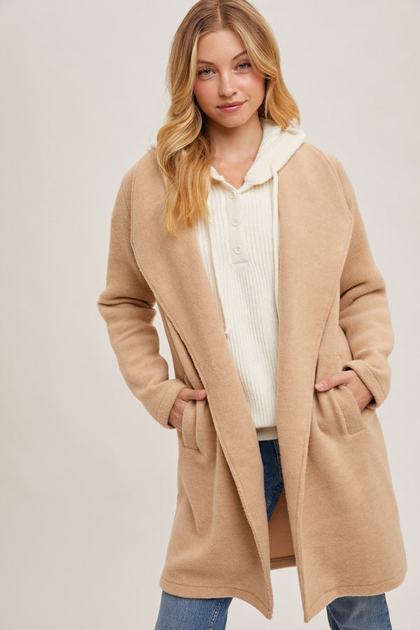 OPEN FRONT KNIT COAT JACKET