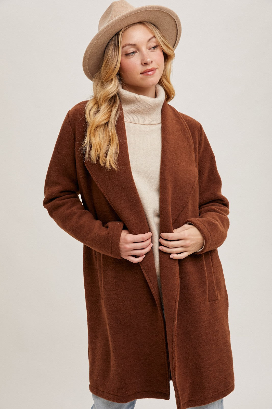 OPEN FRONT KNIT COAT JACKET