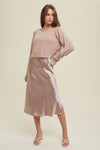 TWO PIECE SWEATER DRESS SET MAUVE