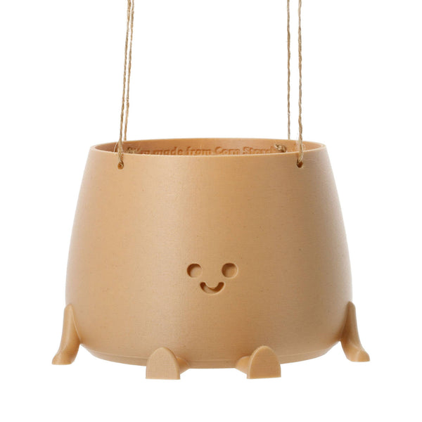 HANGING HAPPY POT - LIGHT WOOD