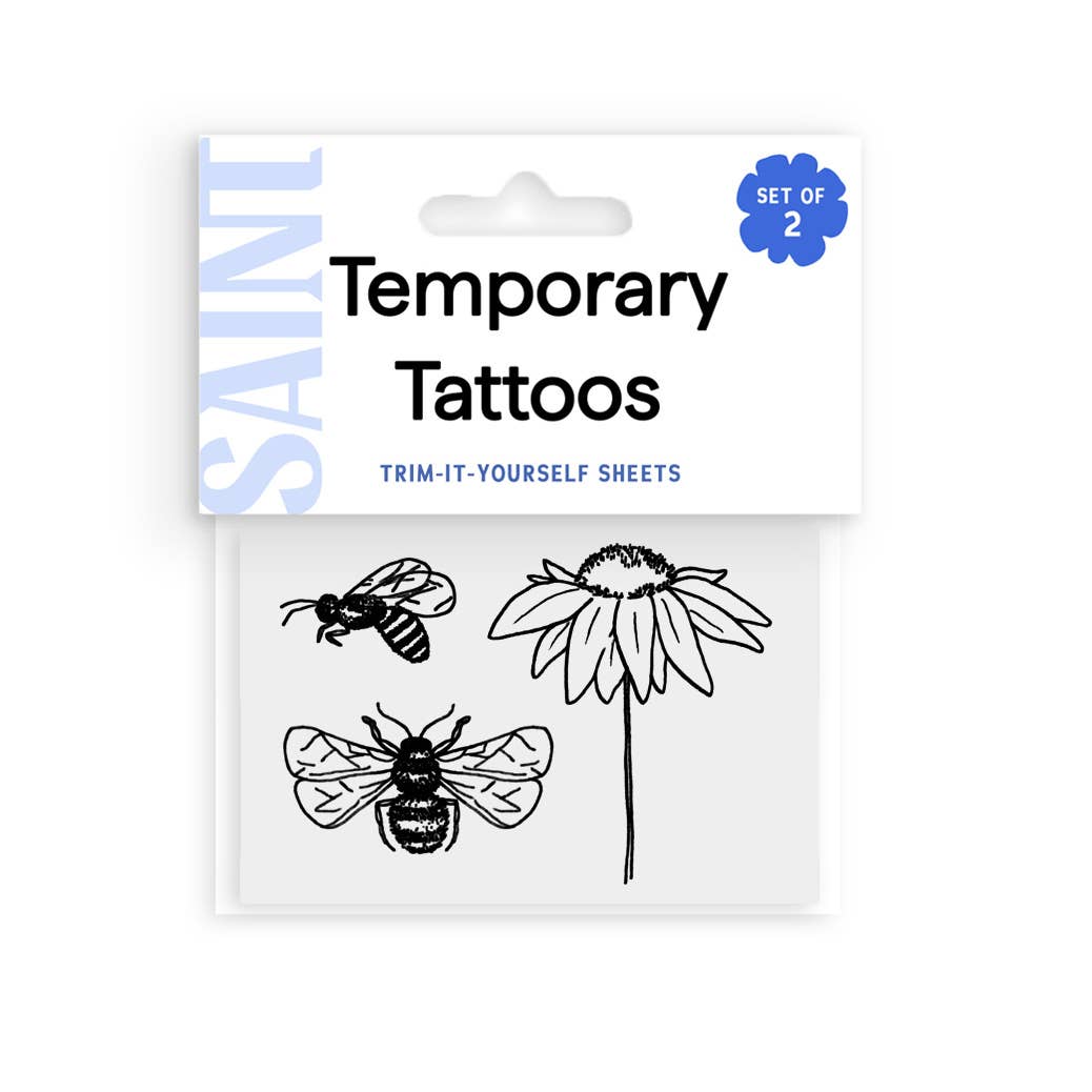 CONEFLOWER + HONEYBEES TEMPORARY TATTOOS