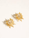 Kindred 18K Gold Non-Tarnish Pearl Sunburst Earrings