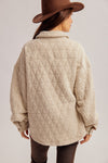 QUILTED KNIT OVERSIZED BUTTON DOWN SHACKET WITH POCKETS