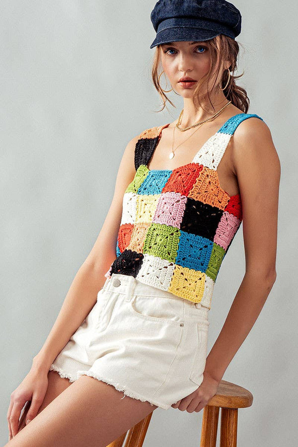 MULTI COLOR CROCHET PATTERN TANK TOP