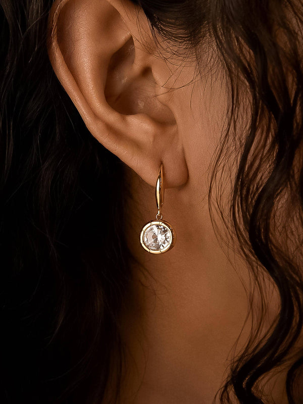 Rebekah 18K Gold Non-Tarnish Oval CZ Earrings