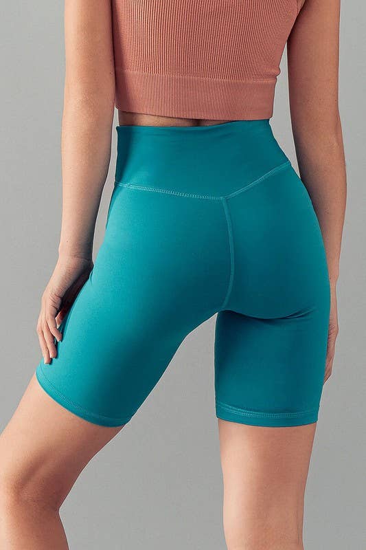 Aquamarine mid thigh spandex shorts