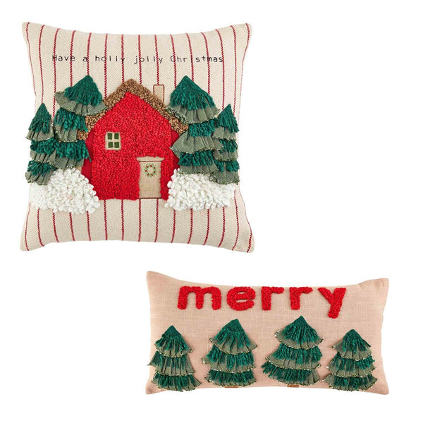 FRINGE CHRISTMAS TREE PILLOWS Fringe Christmas Tree Applique Pillows