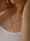 Moonlit 18K Gold Non-Tarnish Blue Stone Medallion Necklace