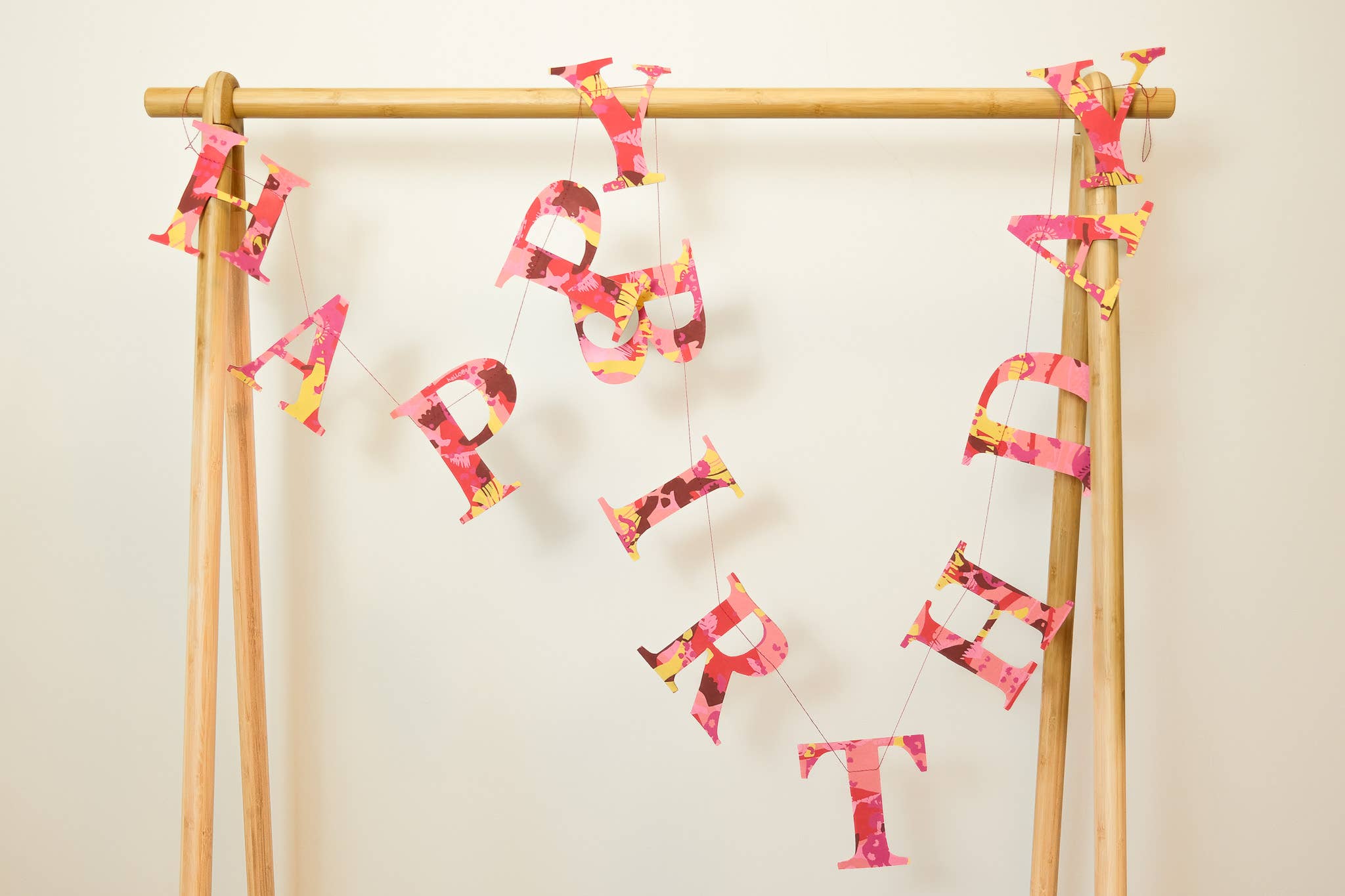 HAPPY BIRTHDAY - RECYCLED RED MIX SEWN GARLAND