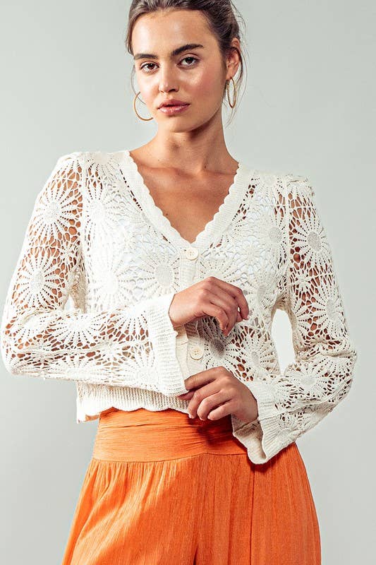 FLOWER CROCHET CARDIGAN