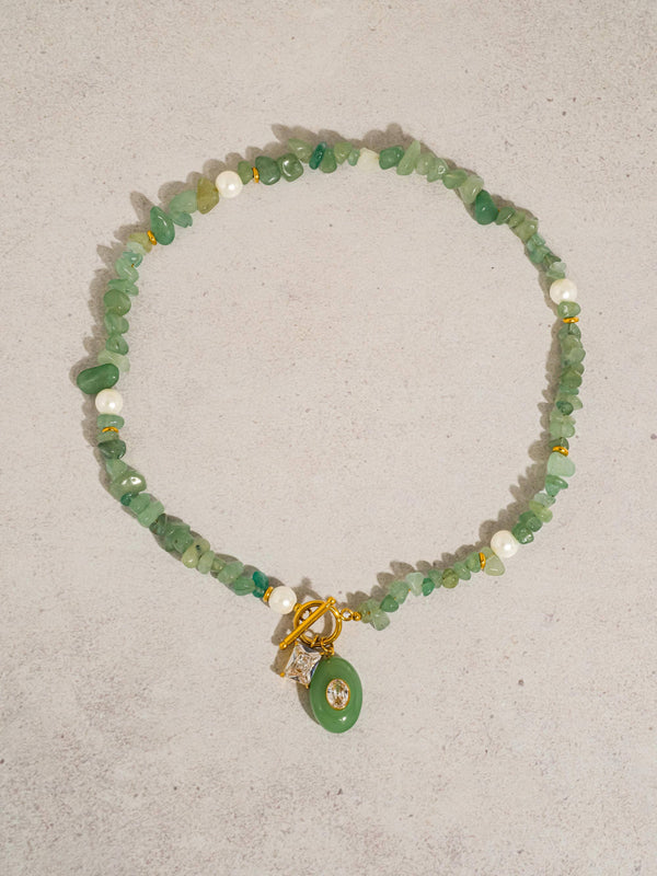 Cercey 18K Gold Non-Tarnish Stone Charm Necklace