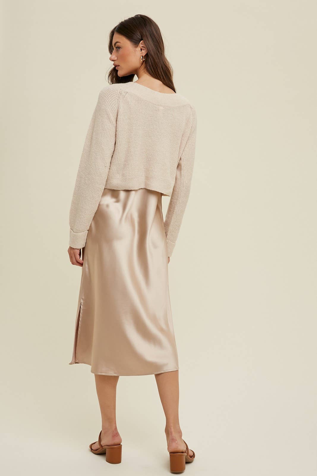 TWO PIECE SWEATER DRESS SET CHAMPAGNE