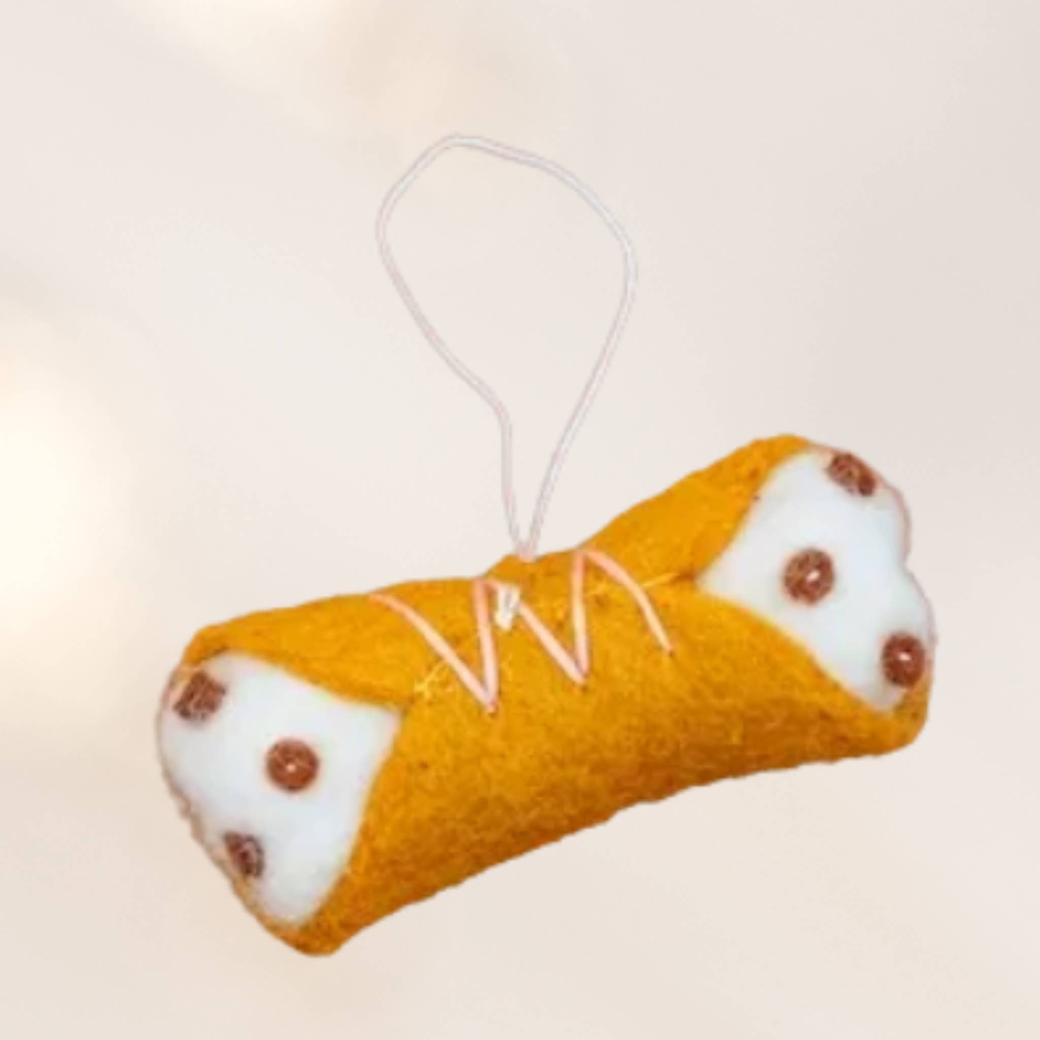 HANDMADE FELT CANNOLI ORNAMENT