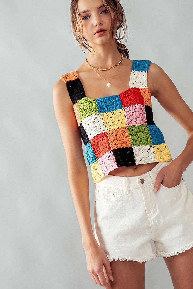 MULTI COLOR CROCHET PATTERN TANK TOP