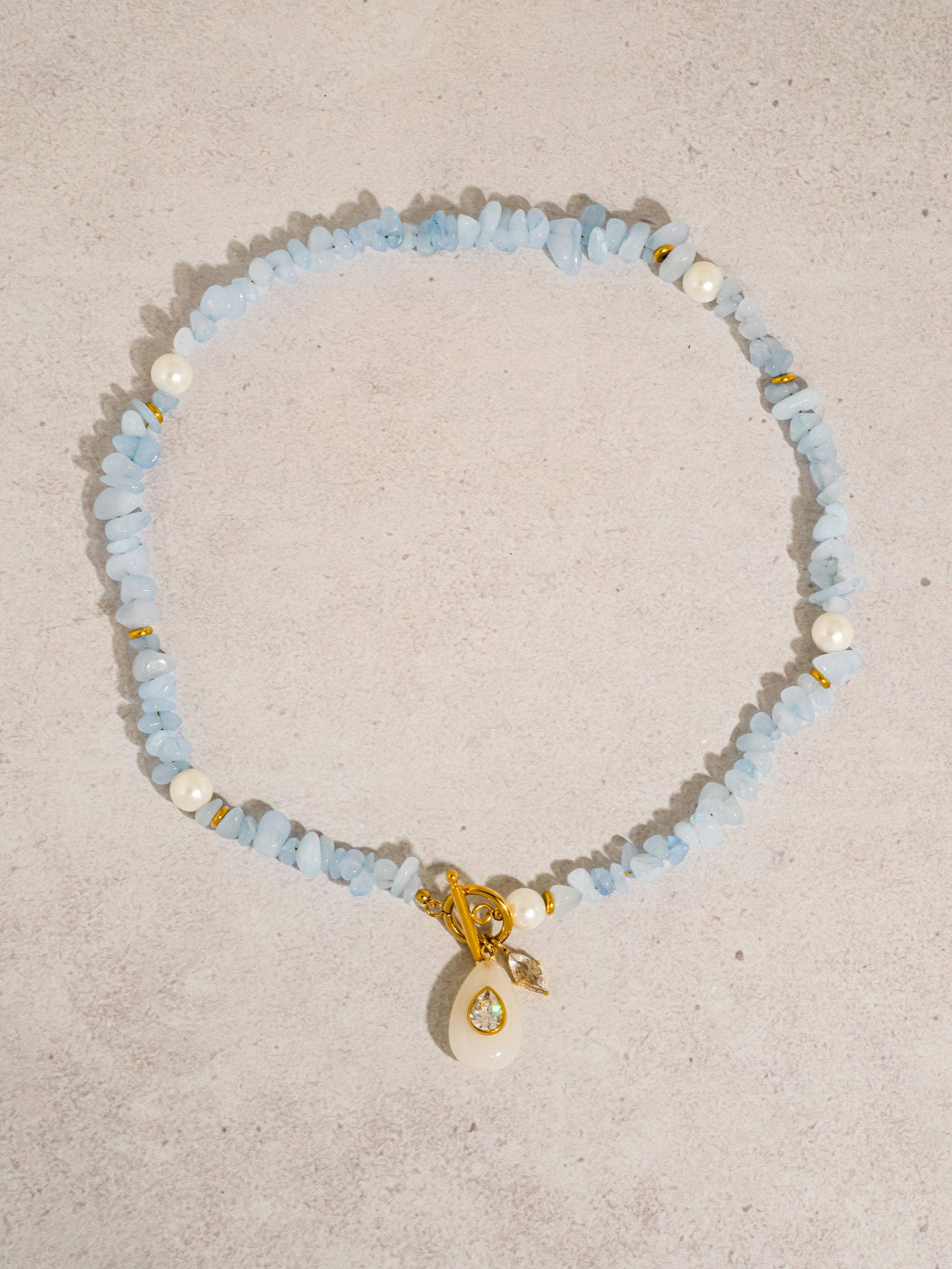 Cercey 18K Gold Non-Tarnish Stone Charm Necklace