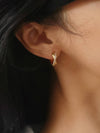 MASISSAC 18K GOLD NON-TARNISH CZ CROSSOVER HUGGIE EARRINGS
