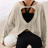 CUT-OUT BACKLESS LONG SLEEVE SPORTS SWEATSHIRT