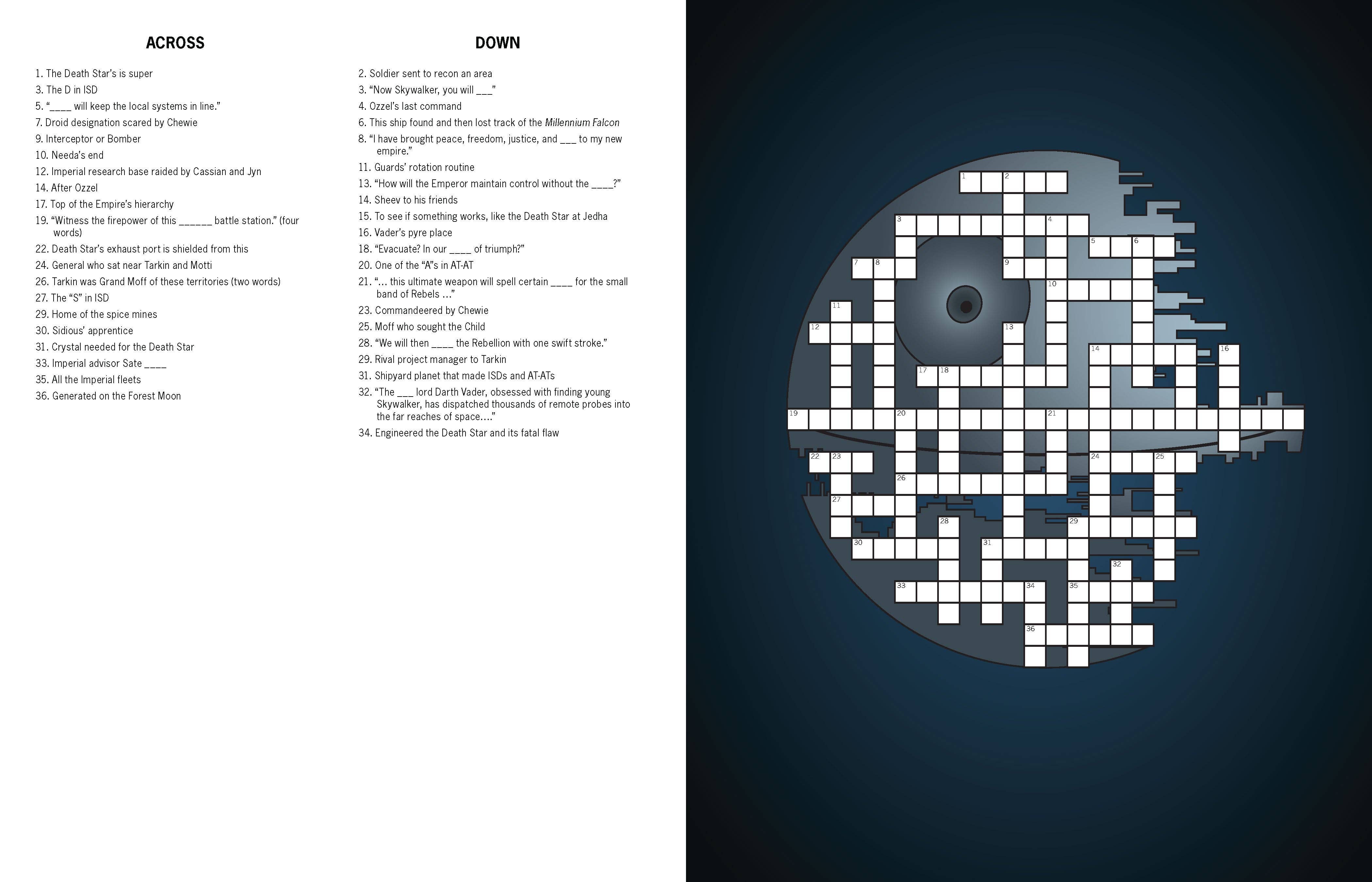 STAR WARS CROSSWORD PUZZLES