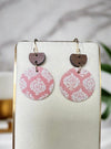 PINK WOODEN DISC EARRINGS