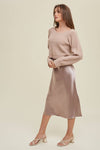 TWO PIECE SWEATER DRESS SET MAUVE