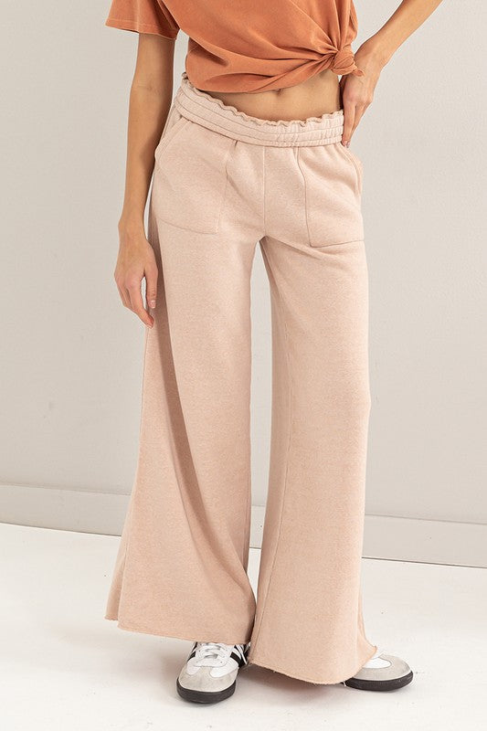 HIGH RISE WIDE LEG DRAWSTRING PANTS