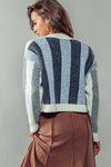 CLUSTER COLOR STRIPE CARDIGAN - GREY/TAUPE