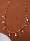 EVERMORE 18K GOLD NON-TARNISH CZ TEARDROP CHAIN NECKLACE