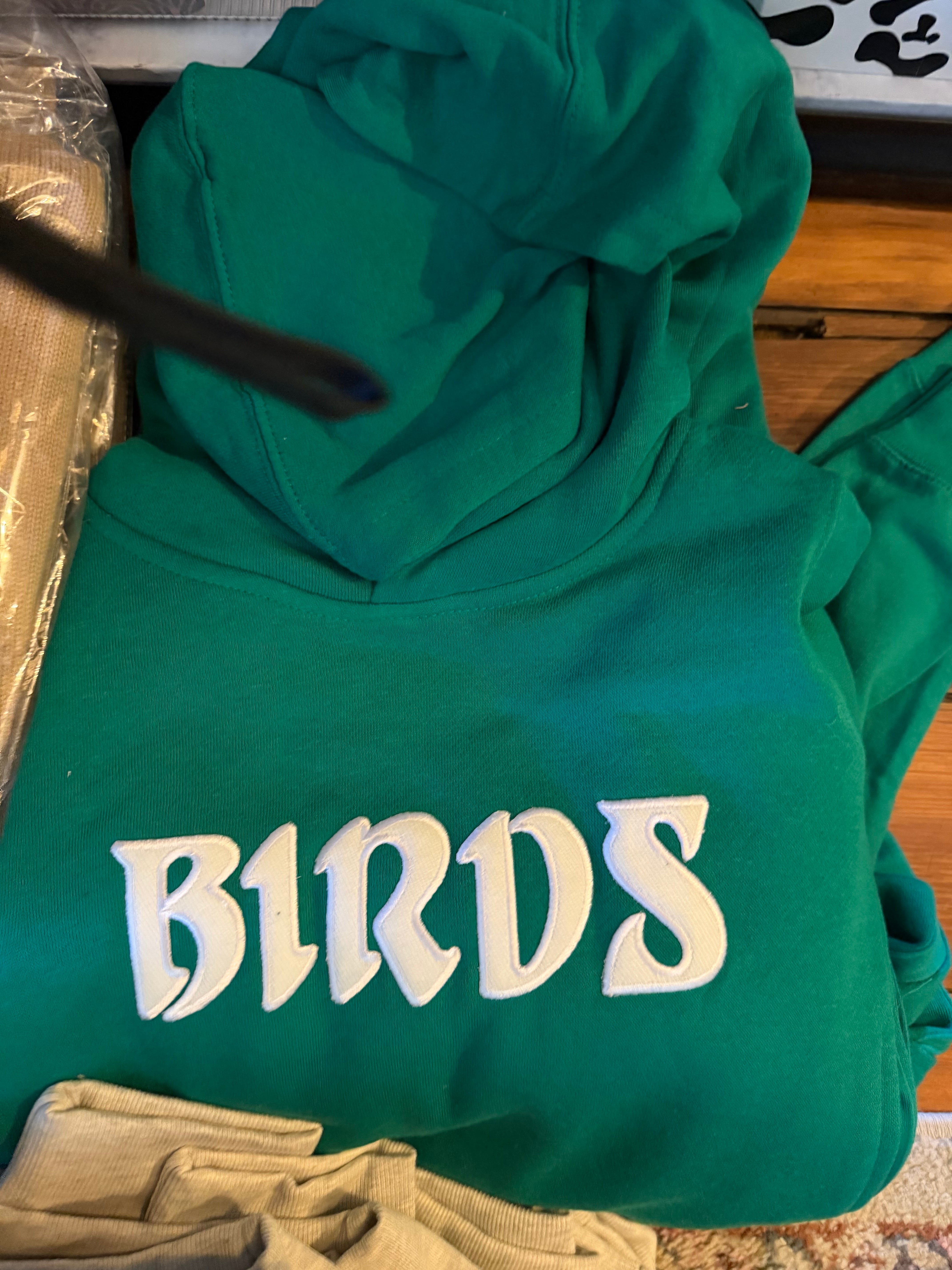 YOUTH Kelly Green Birds Hoodie