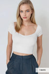 CAP SLEEVE RIBBED CROP TOP