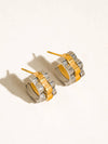 Paige 18K Gold Non-Tarnish Two-Tone Ribbed Hoop Earrings