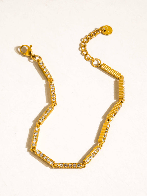 Tamsin 18K Gold Non-Tarnish CZ Tennis Chain Bracelet