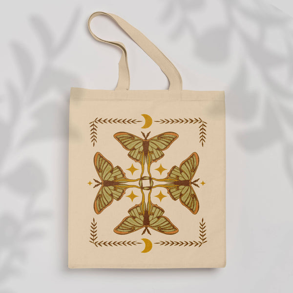 LUNA MOTH REUSABLE SHOPPING BAG- BOHO TOTE