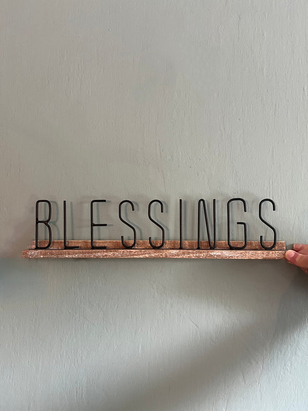 BLACK METAL BLESSINGS SITTER SIGN-SALE