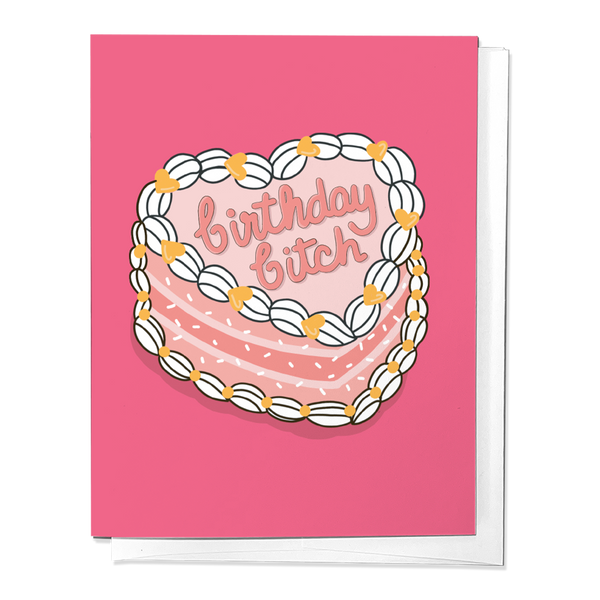 BIRTHDAY BITCH CAKE WITH ICING, FUNNY TRENDY GREETING CARD