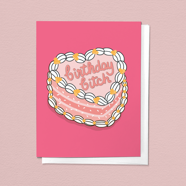 BIRTHDAY BITCH CAKE WITH ICING, FUNNY TRENDY GREETING CARD