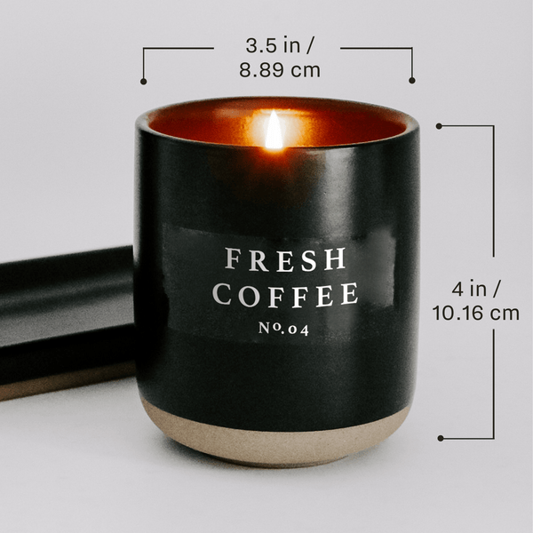 HELLO FALL SOY CANDLE - BLACK STONEWARE JAR - 12 OZ