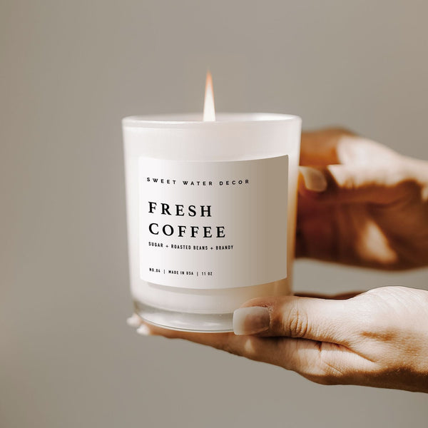 FRESH COFFEE SOY CANDLE  - WHITE JAR - 11 OZ