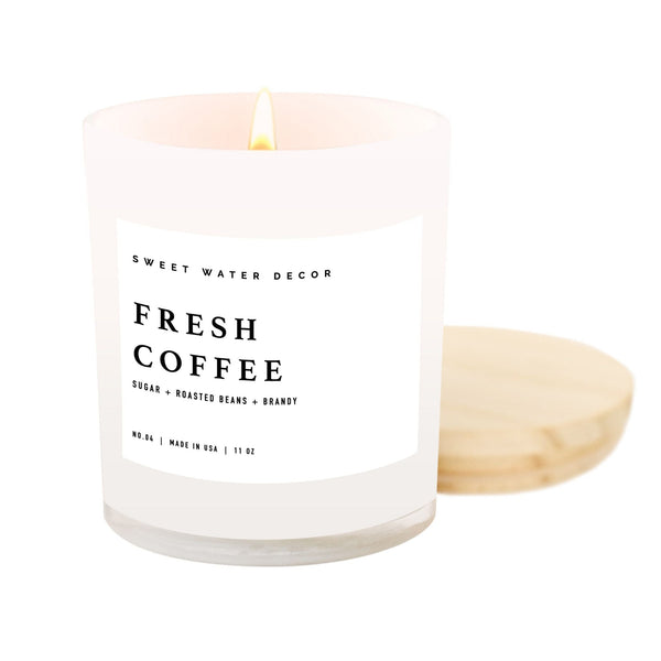 FRESH COFFEE SOY CANDLE  - WHITE JAR - 11 OZ