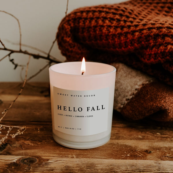 HELLO FALL SOY CANDLE - WHITE JAR - 11 OZ