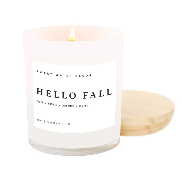 HELLO FALL SOY CANDLE - WHITE JAR - 11 OZ