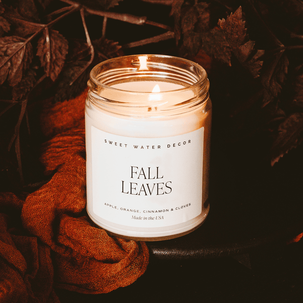 FALL LEAVES SOY CANDLE - CLEAR JAR - 9 OZ