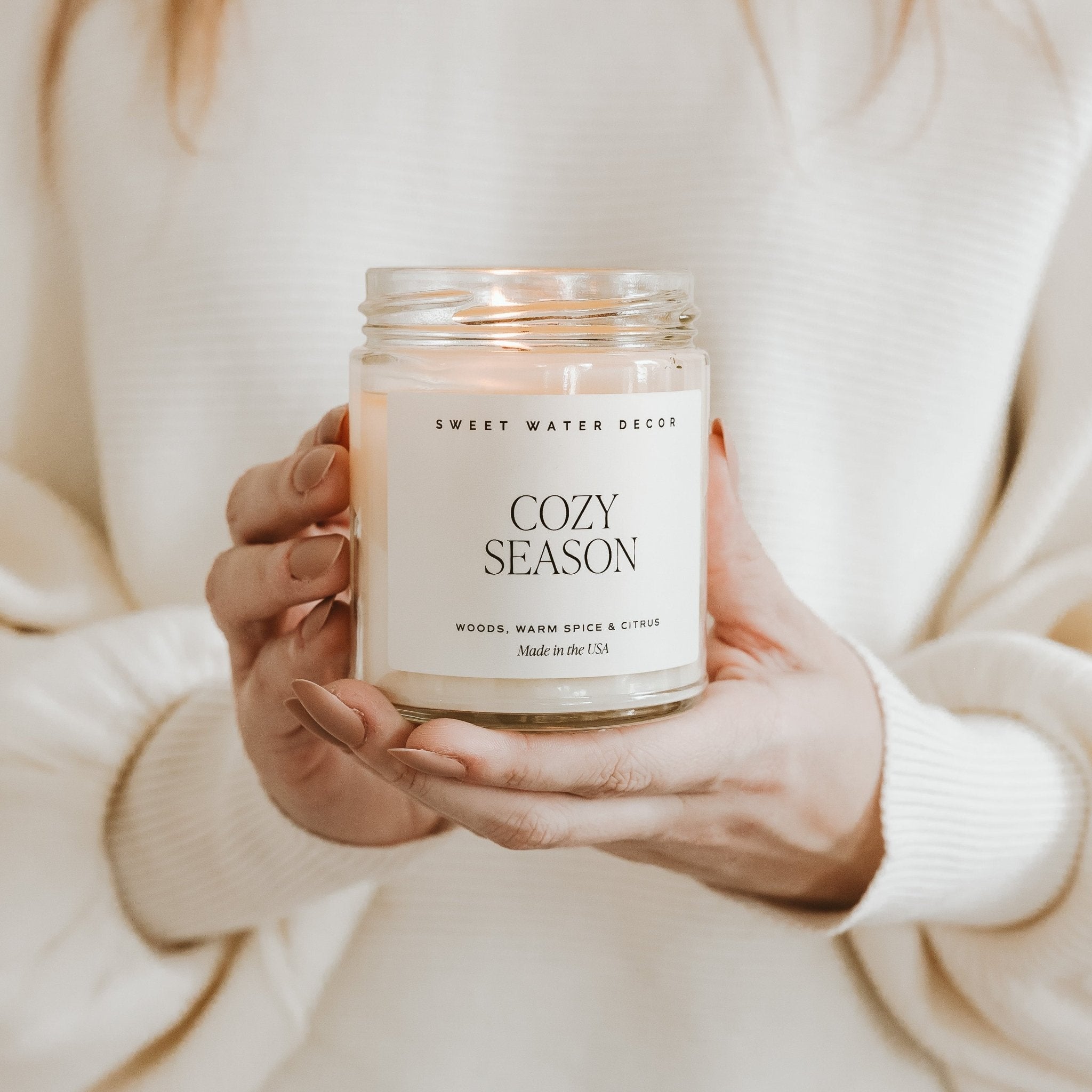 COZY SEASON SOY CANDLE - CLEAR JAR - 9 OZ