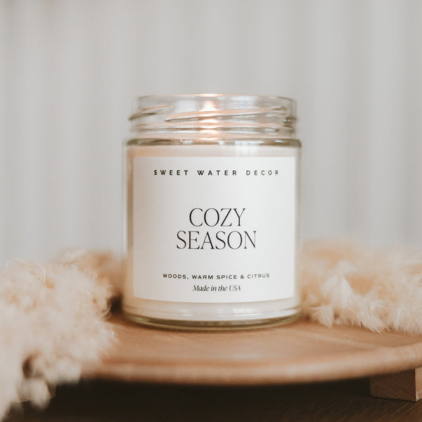 COZY SEASON SOY CANDLE - CLEAR JAR - 9 OZ