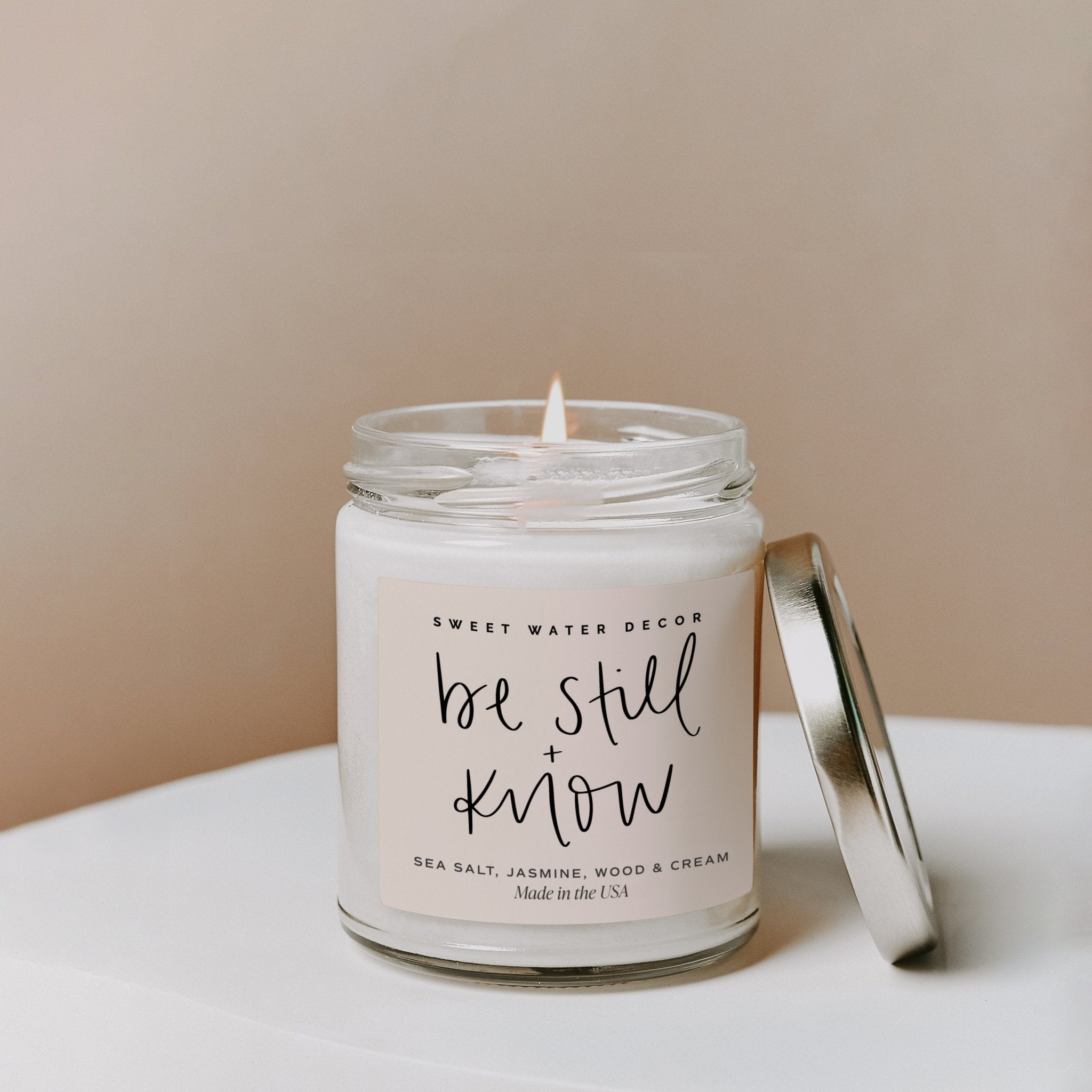 BE STILL AND KNOW SOY CANDLE - CLEAR JAR - 9 OZ