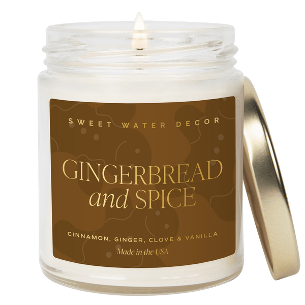 GINGERBREAD AND SPICE SOY CANDLE - CLEAR JAR - 9 OZ