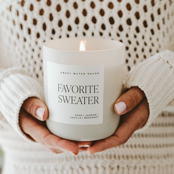 FAVORITE SWEATER SOY CANDLE - TAN MATTE JAR - 15 OZ