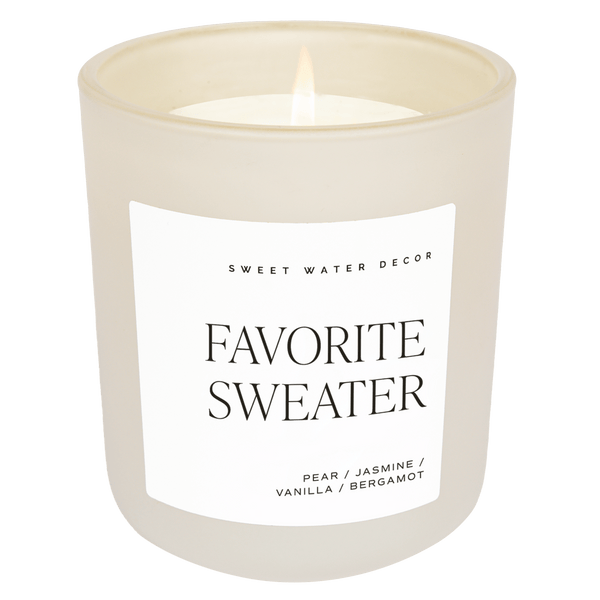 FAVORITE SWEATER SOY CANDLE - TAN MATTE JAR - 15 OZ