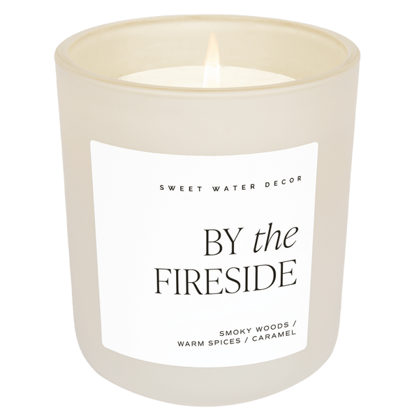 BY THE FIRESIDE SOY CANDLE - TAN MATTE JAR - 15 OZ